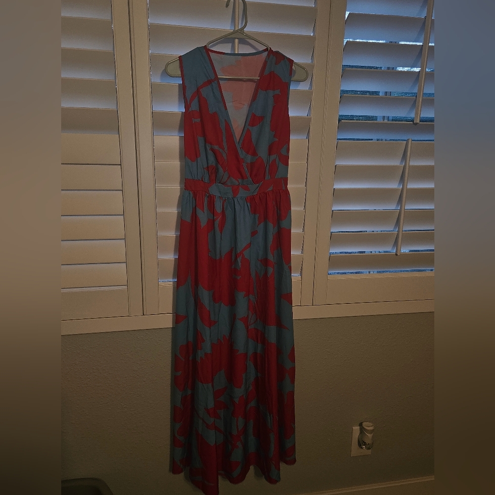 Small Red and Blue long dress from SHEIN